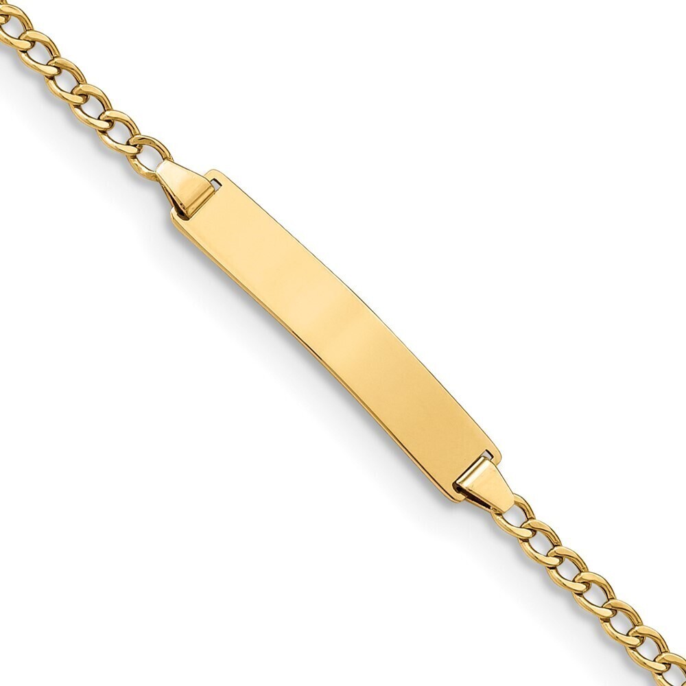 14k Yellow Gold Semi-Solid Polished Cuban ID Bracelet
